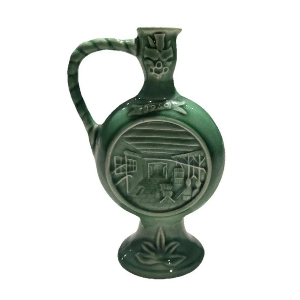 Gouda Hulstkamp‎ Green Pottery MoonFlask Decanter Bottle 1775 7.1/4